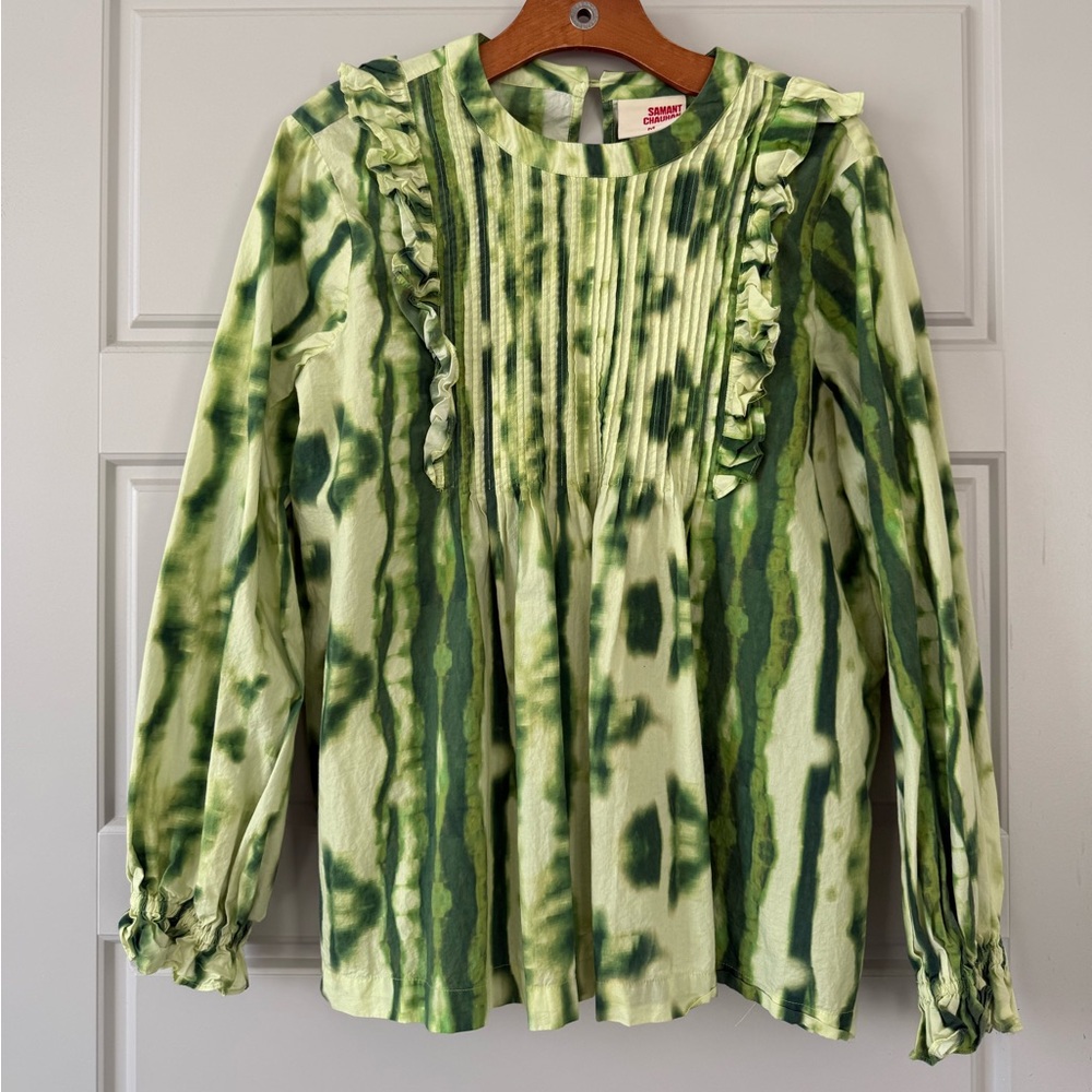 Anthropologie Samant Chauhan Emilia Ruffled Tie Dye Blouse
